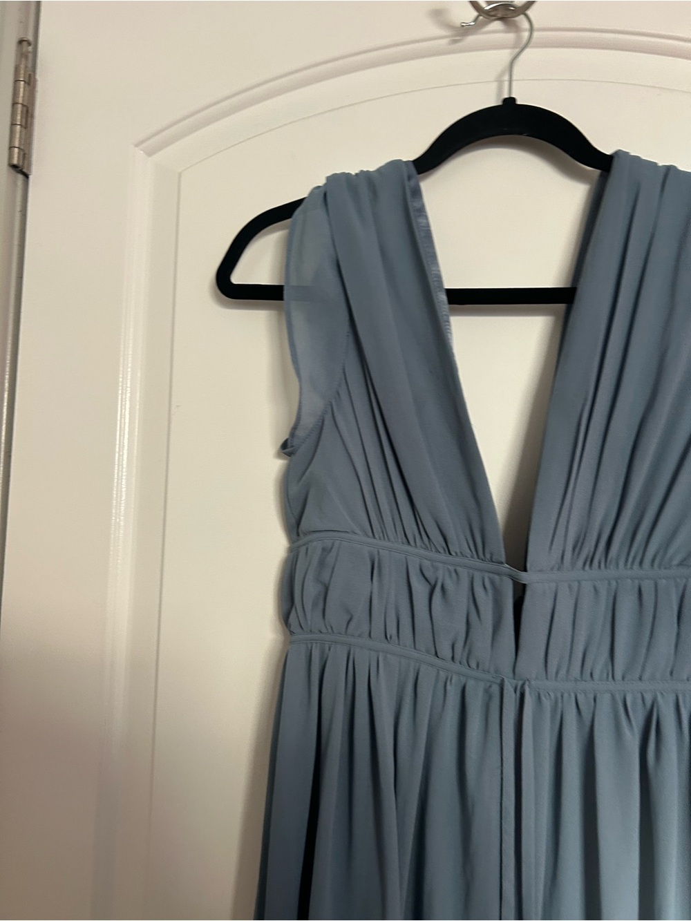 Lulus I'm All Yours Slate Blue Ruffled Maxi Dress S autumn wedding homecoming - Picture 10 of 15